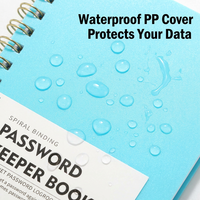 Carnet de mots de passe A6 imperméable à spirale, papier 100 g/m² résistant à l'encre, organiseur de comptes Internet avec pochette intérieure
