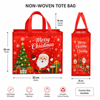 Sac fourre-tout personnalisé en non-tissé pour Noël, réutilisable, pour cadeau de remerciement aux membres, récompense VIP de Noël, avec impression de logo