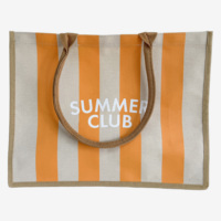 Sac fourre-tout imperméable doublé en faux coton et lin, grand sac à bandoulière rayé avec poignées en cordon pour la plage et les pique-niques