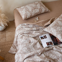 Parure de lit en mousseline de coton 100% 60S, 3 couches, jacquard teint en fil, pour l'été, douce pour la peau, taille King Size