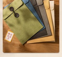 Amplop Dompet Kertas Kraft dengan Kancing dan Tali Pengikat untuk Hadiah atau Penggunaan Dompet Termasuk Pita Tali (A4/A5/A6 Merek NO)