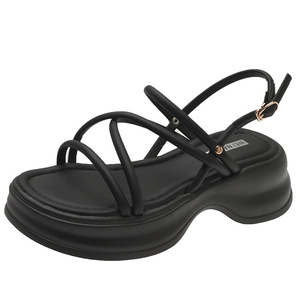 Sandalias de Verano con Logo Personalizado, Sandalias de Plataforma con Tiras Cruzadas para Mujer, Sandalias Negras con Tacón de Cuña Grueso para Mujer - Product Image 2