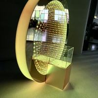 Présentoir à vin VIP en acrylique avec miroir infini LED rond pour bouteille de champagne, idéal pour les bars et les discothèques