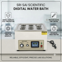 Bain-marie scientifique numérique Sri Sai avec anneaux concentriques, fonction minuterie, en acier inoxydable, revêtement en poudre époxy, pour laboratoire