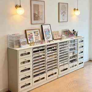 Gabinete de Almacenamiento para Arte de Uñas, Color Blanco, con Cajones y Estantes, para Salón de Belleza o Estudio - Product Image 6