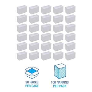 Serviettes jetables Boardwalk 8308, 15'' x 17'', blanches douces, 3 plis, pliables (30 paquets de 100) - Product Image 3