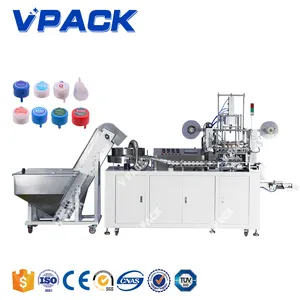 Fully automatic 56mm five gallon 4 cavity bucket cap labelling machine/drinking water barrel lid label machine