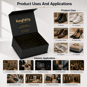 Boîte cadeau personnalisée haut de gamme noire rigide pour chaussures, bottes, baskets, chaussures à talons hauts en cuir, ensembles de vêtements et emballages - Product Image 2