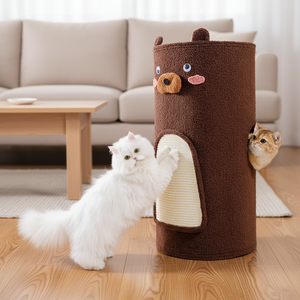 Natuurlijke sisal omwikkelde boomton kattentoren met afgesloten nest en dubbeldekker klimrek, een multifunctionele grote toren - Product Image 1
