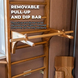 Thụy Điển thang tường gian hàng thanh cho trẻ em và người lớn, rắn sồi gỗ leo tường với có thể tháo rời pull-<span class=keywords><strong>up</strong></span> bar, dip Bar - Product Image 5