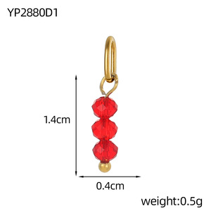 Breloques en perles facettées colorées |   Pendentif en acier inoxydable plaqué or 18K PVD pour bracelets, colliers et boucles d'oreilles |   Imperméable - Product Image 5