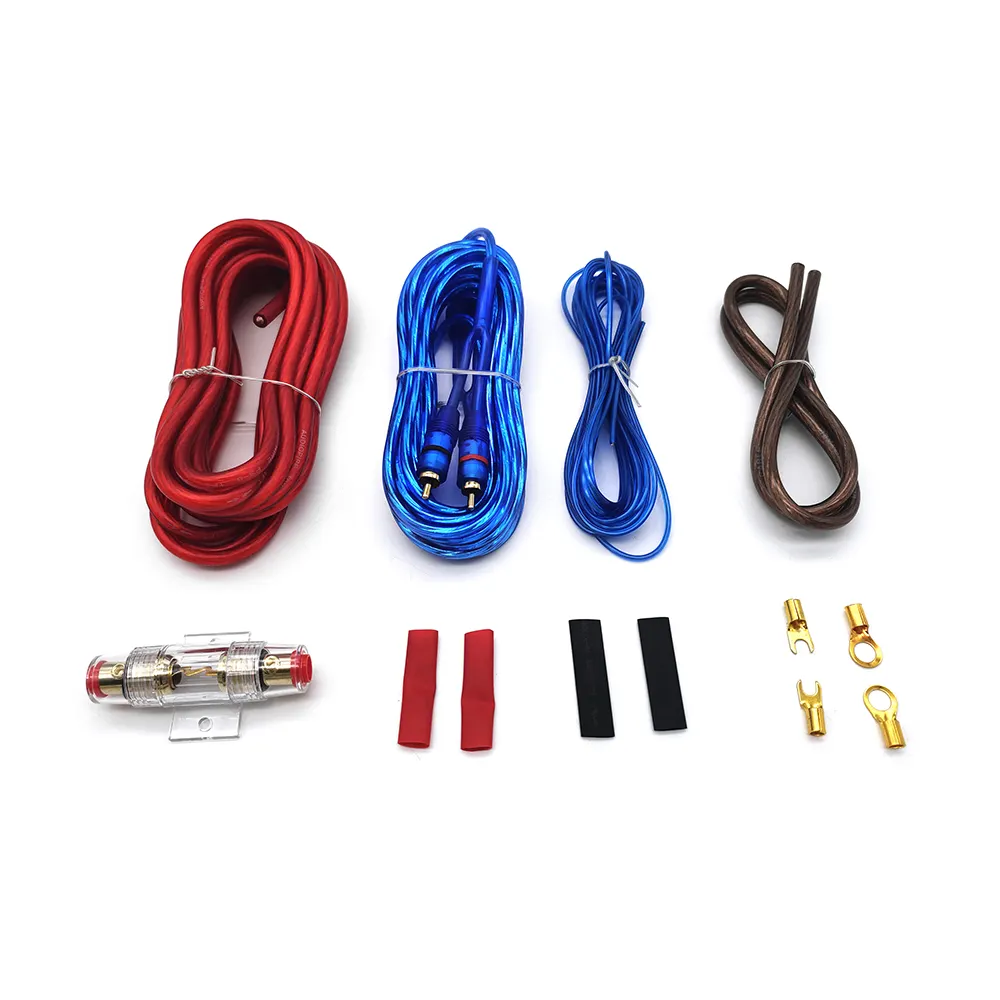 Fabricants direct voiture amplificateur subwoofer câble amplificateur kit de câblage câbles pour haut-parleurs amplificateur câble fil 8GA