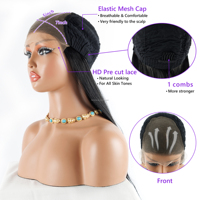 Perruque en cheveux humains naturels 5x7 Lace, 22 pouces, couleur 1B, lisse, 100% vierges non traités, sans perte ni emmêlement, avec ligne de cheveux naturelle, pour femmes noires