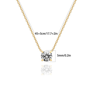 Collier ras du cou délicat en acier inoxydable étanche et inaltérable, or 18 carats, avec zircon simple raffiné et cristal CZ de <span class=keywords><strong>1</strong></span>,5 carat (7,3 mm) - Product Image 5