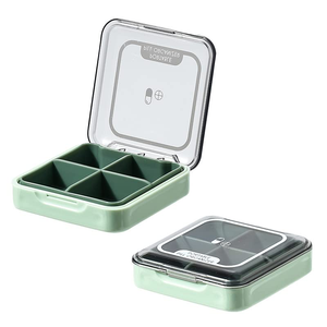 กล่องเก็บยาแบบพกพา 4 ช่องพลาสติก PP ป้องกันฝุ่นและความชื้น กล่องเก็บยา - Product Image 1