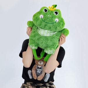 Nouveauté Sac à bandoulière en peluche <span class=keywords><strong>grande</strong></span> capacité Sac d'école pour <span class=keywords><strong>adulte</strong></span> en peluche grenouille mignonne Sac à dos grenouille souriante - Product Image 4