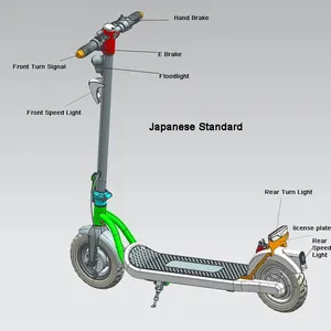 Scooter électrique croisé de 36 volts standard japonais Batterie au lithium 350 Watt 10 pouces Air Wheel E Scooter