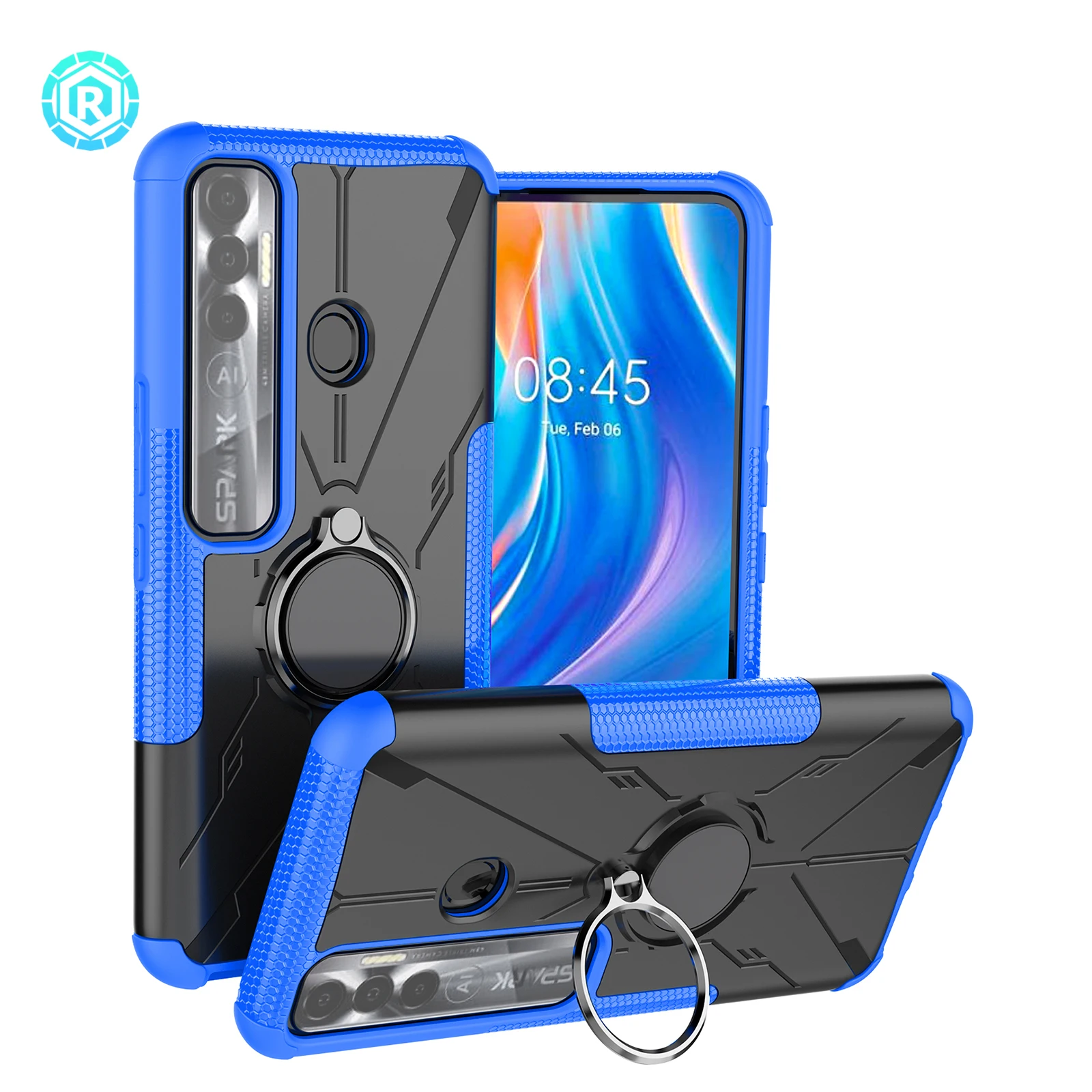 Чехол Mecha для мобильного телефона, чехол из ТПУ и поликарбоната 2 в 1, ударопрочный, с поворотом на 360 градусов, аксессуары для мобильного телефона, чехол для Tecno Spark 7 Pro