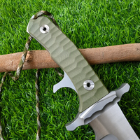 Couteau de survie robuste pour l'extérieur, couteau en acier inoxydable, manche durable en G10, couteau de chasse avec étui en cuir pour le camping et les aventures