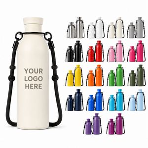 Custom Logo 350ml 500ml Gift Stainless Steel Vacuum Flask Sports Gym Outdoor Insulated Milk <b>Water</b> <b>Bottle</b> with Rope Handle - Product Image 1
