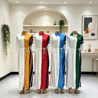 Robe longue africaine formelle à blocs de couleur, avec laçage à la taille, manches trois-quarts, broderie rayée, pour le printemps, l'automne et l'été
