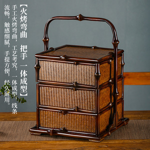 Bamboo Pavilion Purple Bamboo <b>Tea</b> Cabinet Rectangle Standing Type Storage Cabinet With Drawers For Living Room Neatening - Product Image 3