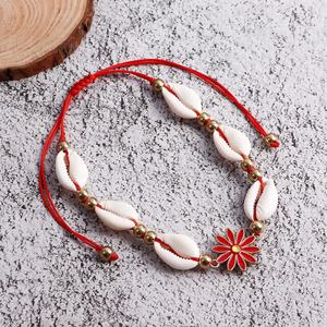 Nieuw <span class=keywords><strong>Design</strong></span> Shell Drop Olie Bloem Enkelbanden Voor Vrouwen Hand Geweven Verstelbare Enkelband Strandfeest Sieraden Geschenken Stijl - Product Image 6