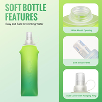 Gourde souple pliable en TPU sans BPA avec logo personnalisé, dégradé de couleurs, pour la course à pied, le cyclisme et l'escalade