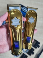 Kemei KM-2011 Alat Cukur Rambut Pria Set Ganda Layar LED 2 Buah Alat Cukur Rambut Logam Pengisian Daya USB Pemangkas Rambut Elektrik
