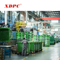 Poubelle à déchets en plastique vert de 240 l avec impression multicolore