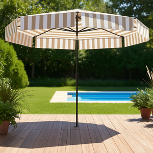 Sombrilla de Patio para Exteriores de 8.6 Pies, Color Gris Claro, 2 Niveles, Ventilada, con Manivela, Poste de Aluminio, Poliéster UPF 30+, para Jardín, Terraza, Piscina - Product Image 2