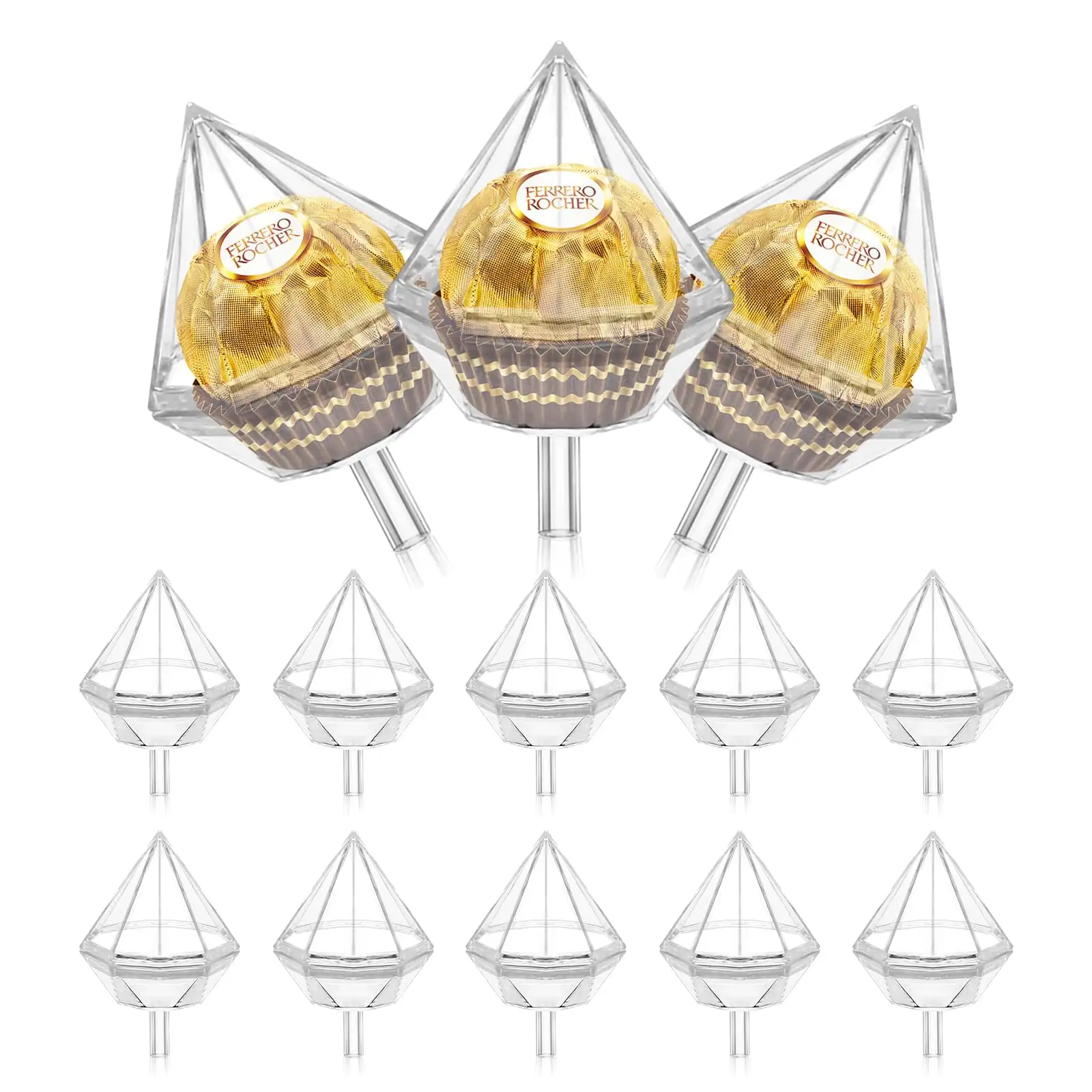 Clair Diamant Porte-Chocolat Cas 80pcs Chocolat Truffe Emballage Tasse En Plastique Rond Boîte À Bonbons En Plastique Boule De Chocolat