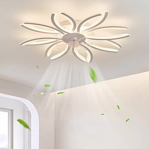 Ventilateur de plafond LED de 41 pouces avec télécommande lumineuse et contrôle APP 6 vitesses 7 pales à intensité variable moteur AC/DC corps de lampe en verre - Product Image 2
