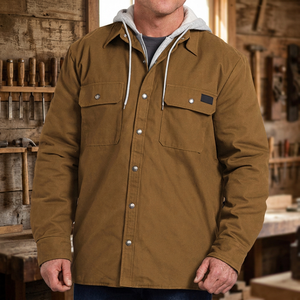 Wholesale Winter Men's Full Sleeve Hooded Breathable <b>Jacket</b> with Pockets 100% Cotton Custom Logo Printing - Product Image 3