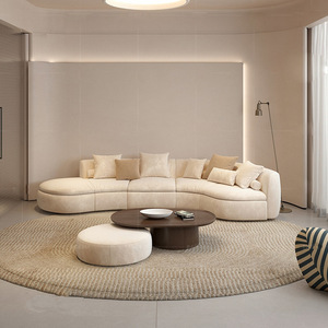 New <b>modern</b> minimalist cream light luxury curved fabric <b>sofa</b>, wabi-sabi style irregular <b>sofa</b> set for living room - Product Image 1