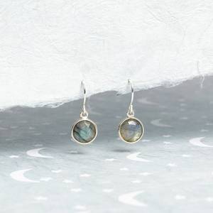 Sterling Silver Labradorite Round Drop <b>Earrings</b> 925 Silver Ear Wires Mini Circle Faceted Gemstone <b>Earrings</b> Gift For Her - Product Image 6