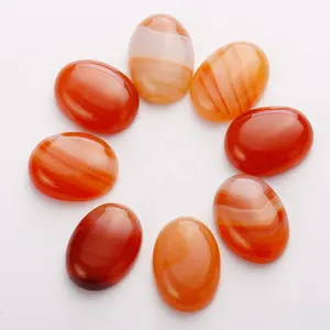 Wholesale 15x20mm natural red onyx agate stone beads oval flat back stone cabochon for ring jewelry making