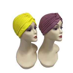 सरल डिजाइन मुस्लिम सिर पर लपेट Bandana हिजाब के लिए अफ्रीकी अंतरिक्ष कपास पगड़ी टोपी महिलाओं