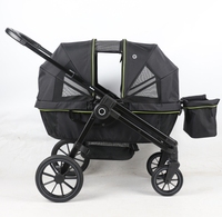 Poussette pliable à cadre en acier inoxydable personnalisée, haute, pour jumeaux de 3 ans