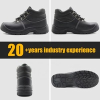 Chaussures de sécurité de chantier pour hommes, en cuir noir, avec embout en acier, anti-perforation, anti-écrasement, semelle antidérapante en PU, économiques
