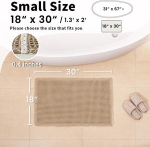 Wholesale <b>Waffle</b> Bath Mat Super Absorbent Non Slip Bath Mats for Bathroom Floor <b>Machine</b> Washable Bathroom Rugs with Tassels - Product Image 4
