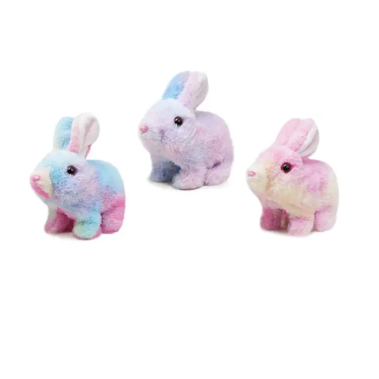 Electric Rabbit Simulation Plush Pet Auppliers Able Scream Jump Shake Ears Rainbow Rabbit cartoon Doll Children's Toys