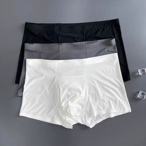 Calzoncillos bóxer de punto para hombre, de seda helada, finos, sin costuras, de secado rápido, transpirables, cómodos, de tiro medio, para verano, estilo business. - Product Image 4