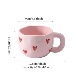 2024 Paar Liefhebber Cadeau Porseleinen Koffie Thee Cup Custom Logo Gedrukt Hart Keramische Valentijnsdag Mok