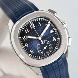 Reloj azul para hombre, de diseño simple, moderno y casual, mecánico automático, cronógrafo automático, con correa de cuero. - Product Image 2