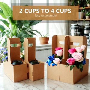 Portavasos Personalizado de Doble Pared para Café y Té con Asa, Portavasos Plegable de Cartón, Bandeja Ecológica para Aperitivos - Product Image 5