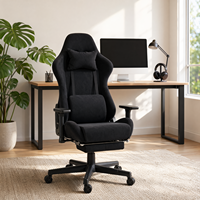 Chaise de bureau ergonomique pivotante respirante avec siège en mousse moulée, massage 7 points, base 5 étoiles en velours et repose-pieds réglable pour la maison