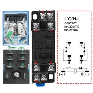 Heschen LY2NJ 12VDC катушка 10A 24VDC/220VAC DPDT светодиодный индикатор реле Generic с гнездовой базой - Product Image 4