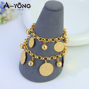 Pulseira Clássica de Moeda em Ouro 18k, Joia da Moda do Oriente Médio, Não Mancha, À Prova D'água, Atacado para Mulheres - Product Image 5