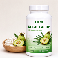 Capsules de Nopal Cactus en gros OEM, marque privée, 180 unités, 500 mg, complément alimentaire